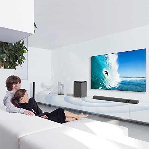 IDEAPLAY Sound Bar for TV, 35 Inch 2.1 Channel Surround Soundbar with Subwoofer Speaker System Wireless Bluetooth 5.0, Home Theater Audio with Optical AUX USB Connection for Smart TVs, PC | The Storepaperoomates Retail Market - Fast Affordable Shopping