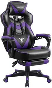 Zeanus Purple Gaming Chair Reclining Computer Chair with Footrest High Back Gamer Chair with Massage Ergonomic Gaming Chair Racing Style Chair for Heavy People Big and Tall Gaming Chairs for Adults
