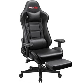 VICTONE Gaming Chair Office Computer Chair Video Racing Leather Chair Adjustable High Back Desk Chair with Footrest and Lumbar Support for Adults Teens (Carbon Black) | The Storepaperoomates Retail Market - Fast Affordable Shopping