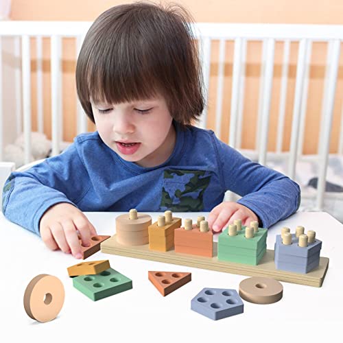 GetWill Montessori Toys for 1 2 3+ Year Old Kids, Toddler Wooden Learning Toys, Kids Sorting and Stacking Toys for Baby Boys and Girls, Christmas Color Shape sorter Toys for Toddlers 1-3 | The Storepaperoomates Retail Market - Fast Affordable Shopping