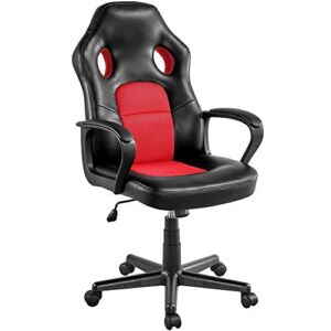 Yaheetech Video Gaming Chair Racing Chair Lumbar Support Desk Chair Ergonomic Computer Chair Swivel Task Chair PU Leather Racing Style Support Up to 331lb