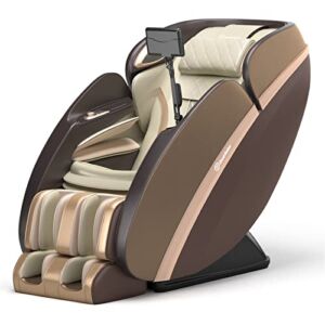 Real Relax 4D Massage Chair, SL Track Full Body Zero Gravity Shiatsu Massage Recliner with AI Care, Voice Control, Heating, PS6500 Champaign Gold