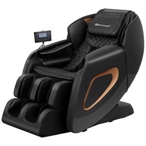 Massage Chair,Full Body Zero Gravity SL Track Massage Chair Recliner Chair with Smart Large Screen Bluetooth Speaker Built-in Heat Therapy Foot Roller Air Massage System for Home Office,Black