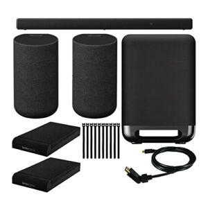 Sony HT-A3000 3.1 Channel Dolby Atmos Soundbar Bundle with Wireless Subwoofer, Rear Wireless Speakers, Monitor Isolation Pads (2-Pack), High-Speed Cable, and Cable Ties (10-Pack) (6 Items)
