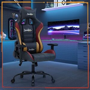 PC Gaming Chair Wide Seat High Back Computer Desk Chair with Headrest Armrest and Lumbar Support, Racing Office Chairs for Home Office Game Recreation Room, Red