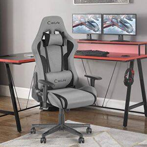 Okeysen Gaming Chair Fabric Computer Chairs, Ergonomic Video Game Chairs for Kids Adults, Gamer Chair with Massage, Gaming Recliner for Teens. (Grey)