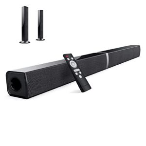 Sound Bar, MZEIBO Detachable TV Soundbar 50W Bluetooth 5.0 Sound Bars 4 Speakers 32in Deep Bass Home Theater TV Speaker with HDMI, Optical, RCA, AUX Connection Remote Control