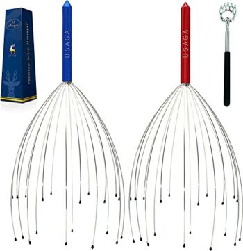 USAGA Head Scratcher, 20 Finger Head Massager, Scalp Massager, Head Whisk Massager, Ideal Stocking Stuffers for Head Body Stress Relax [2-Pack] Updated Version | The Storepaperoomates Retail Market - Fast Affordable Shopping