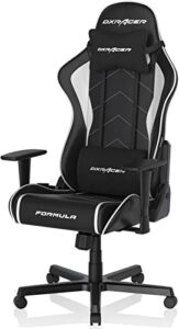 DXRacer Formula Gaming Chair, Top-Notch Synthetic Leather, 3D Armrests, Adjustable Recline with Memory Foam Headrest and Lumbar Support, Standard, Black & White