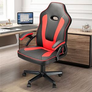 Ninecer Ergonomic Gaming Chair Cheap, Racing Style High Back Office Chair Computer Chair, PU Material with Padded Armrests and Height Adjustment Video Game Chair (Red)…