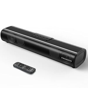 FANGOR Sound Bar, 60W 16-Inch Small Sound Bar for TV, Bluetooth 5.0 Speaker, 3 Equalizer Modes Audio, Bass Adjustable, Built-in DSP, Optical/HDMI/Aux/USB Connection for TV, PC, Projectors