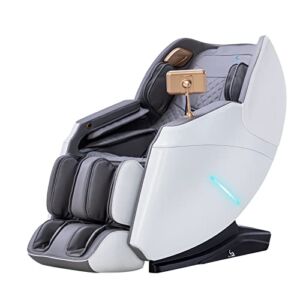 MassaMAX 2023 4D Massage Chair, Full Body Shiatsu Recliner with Electric Extendable Footrest, Zero Gravity, SL Track, Deep Yoga Stretch, Foot Rollers, and Heating (MT336-Space White)