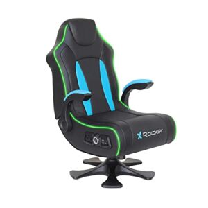 X Rocker, 5134201, CXR3 2.1 Dual Audio LED Gaming Chair with Flip-Up Arms, 32.1 x 24.8 x 40.55, Black/Teal/LED