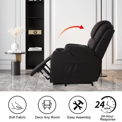 OBBOLLY Electric Ergonomic Recliner Chair, Power Recliner Chair with Massage and Heat, Modern Comfortable Electric Recliner Chairs with USB Ports, Cup Holders, 2 Side Pockets for Living Room (Brown) | The Storepaperoomates Retail Market - Fast Affordable Shopping