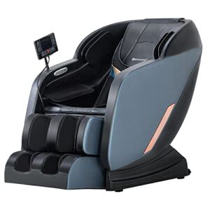 Massage Chair,Full Body Zero Gravity Recliner Chair with Smart Large Screen Bluetooth Speaker Wormwood Back and Calf Heating Therapy Foot Roller Air Massage System for Home Office (Black)