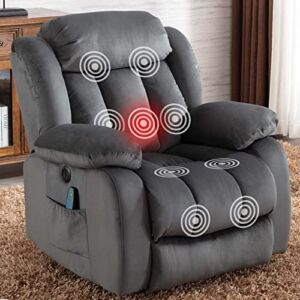 ANJ Electric Massage Power Lift Recliner Chair Sofa with Heat & Vibration for Elderly, Heavy Duty and Safety Motion Reclining Mechanism, Overstuffed Motorized Reclining Chairs with USB Port (Grey)