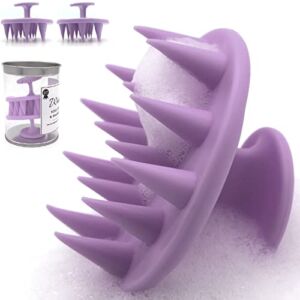 (2-Pack) Hair Scalp Massager for Hair Growth, Mold-Free Silicone Scalp Massager Shampoo Brush, Scalp Scrubber Exfoliator for Dandruff Itchy Flaky Scalp, Works for Wet and Dry Hair, WAKISAKI (Purple)