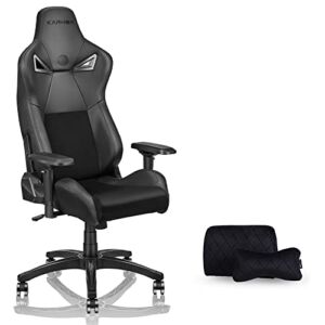 KARNOX Ergonomic Gaming Chair,Adjustable Office Computer Chair With Lumbar Support,Tall Back Swivel Chair With Headrest And Armrest,Comfortable Reclining Video Desk Chair With Suede Padded Seat(Black)