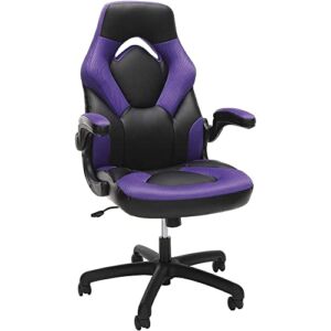 OFM Gaming Chair Ergonomic Racing Style PC Computer Desk Office Chair – 360 Swivel, Integrated Lumbar Support & Headrest, Adjustable Height, Recline Tilt Control, Flip-Up Arms, 275lb Max -2020 Purple