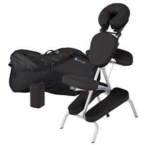 EARTHLITE Portable Massage Chair Package VORTEX – Portable, Compact, Strong and Lightweight incl. Carry Case, Sternum Pad & Strap (15lbs), Black