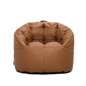 Big Joe Milano Beanbag Chair with Vibe Caramel Montana Leather