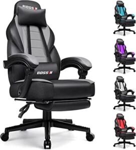 BOSSIN Gaming Chair, Ergonomic Heavy Duty Design, Gamer Chair with Footrest and Lumbar Support, Large Size Cushion High Back Office Chair, Big and Tall Gaming Computer Chair for Kids