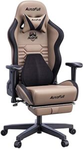 AutoFull Gaming Chair Ergonomic Gamer Chair with 3D Bionic Lumbar Support Racing Style PU Leather Computer Gaming Chair for Adults with Footrest,Brown