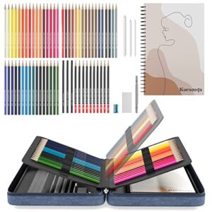 Kursoaya Art Supplies Sketching Drawing Kit, 69 Pack Pro Art Set Drawing Stuff with Watercolor Pencils, Graphite, Charcoal Pencils and Sketchbook, for Beginners & Professional Artists, Teens, Adults