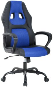 Gaming Chair Office Chair Ergonomic Video Game Chairs Adjustable Reclining Computer Chair with Lumbar Support Armrest Headrest Task Rolling Swivel Chair Game Chair for Adult Teen – Blue