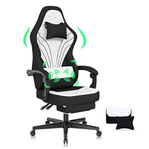 SITMOD Gaming Chair Computer Chair Home Office Desk Chairs Office Chair Fabric Ergonomic Gamer Chair with Footrest Lumbar Support Massage Adjustable Reclining High Back Gaming Chairs for Adults