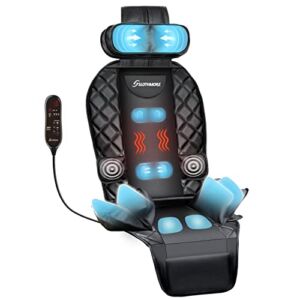 Back Massager with Compress & Heat, Chair Massage Pad for Home or Office Use, Massage Cushion with Height Adjustment Helps Relieve Stress and Fatigue for Neck, Back, Waist and Hips