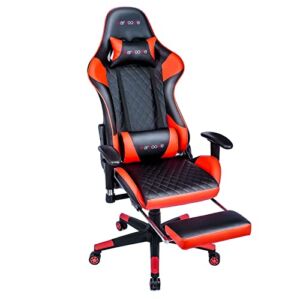 Gaming Chairs with Footrest Office Chair with Lumbar Support Computer Chair for Heavy People Desk Chair Ergonomic Gaming Chair with Massage,360 Swivel Recliner,Red