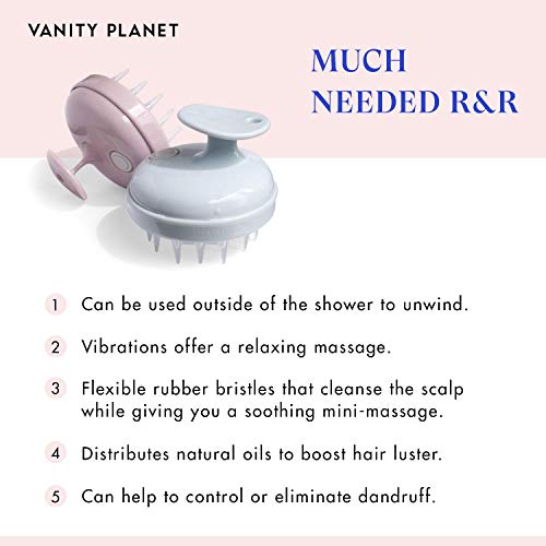 Vanity Planet Scalp Massaging Shampoo Brush – Groove Blue/Grey – Handheld Vibrating Massager – Water-Resistant Shower Tool Cleanses and Soothes the Scalp to Promote Hair Growth | The Storepaperoomates Retail Market - Fast Affordable Shopping