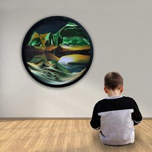 JJRY Moving Sand Art Sandscape,Moving Sand Art,3D Dynamic Moving Sand Moving Sand Art Picture,Round Glass,360 ° Parallel Rotation for Home and Office,Decoration,Appearance Wall Art Decoration/E/44Cm/1