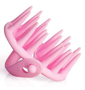 Shampoo Brush Silicone Hair Scalp Head Massager Handle Care Growth For Women Men Child Pets (Pink)