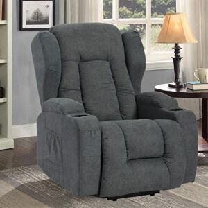 SAMERY Power Recliner Chair with Massage and Heat- Fabric Electric Recliners Chair Ergonomic Single Lounge Sofa Home Theater Seating with 2 Pockets and USB Port for Living Room…