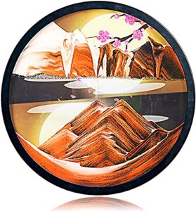 JJRY Moving Sand Art Sandscape,3D Dynamic Sand Image with Round Glass Deep Sea Sandy Landscape,with Moving Display Flowing Sand Frame/10 inch