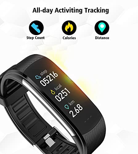 Smart Watch Fitness Tracker with Heart Rate Blood Pressure Blood Oxygen Body Temperature Monitor Sleep Tacking Step Calorie Counter Pedometer IP67 Waterproof for Android Phones iPhones Women Men Kids | The Storepaperoomates Retail Market - Fast Affordable Shopping