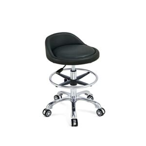 Kastele Height Adjustable Rolling Desk Stool Swivel Chair with Backrest and Casters Heavy Duty for Salon, Spa, Massage,Tattoo,Esthetician,Shop,Kitchen (Backrest with Casters, Black)