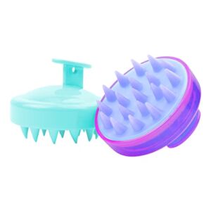 YEEPSYS Hair Scalp Massager, Shampoo Brush Silicone Head Washer Brush Handheld Shower Scalp Scrubber Cleansing Brush for Removing Dandruff (Purple+Blue)