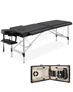 【Limited Time Promotion】 Massage Table Portable Massage Bed Lash Bed Facial Table Reiki Table SPA Beds for Esthetician Portable Height Adjustable Carrying Bag & Accessories 2 Section Shop & Home