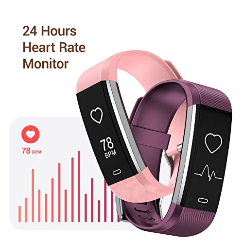 Poiuzet Fitness Tracker, Activity Tracker with Heart Rate and Sleep Monitor, Waterproof Health and Step Tracker for Women Men, Calories Counter Pedometer Watch with Call & Message Alert, Purple | The Storepaperoomates Retail Market - Fast Affordable Shopping