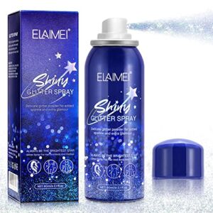 LOKFAR Glitter Spray for Hair and Body, Body Glitter Spray Hair Glitter Spray, Quick-Drying Waterproof Glitter Body Spray Glitter Hairspray, Body Shimmer Sparkle Spray (2.11 oz)