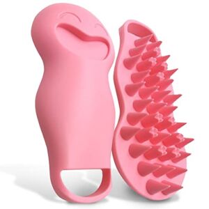 Hair Shampoo Brush Anti Cellulite Massager Scalp Care Hair Brush with Soft Silicone Scalp Massager (Pink)