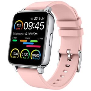 Smart Watch, 1.69” Full Touch Screen Fitness Watches for Women, IP67 Waterproof Fitness Tracker with Heart Rate Monitor Sleep Tracker Blood Oxygen Monitor Step Counter Smartwatch for Android IOS Pink