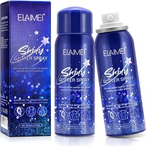 Shiny Glitter Spray,2PC 2.11fl.oz Glitter Spray for Hair and Body,Quick-Drying Waterproof Body Shimmery Spray,Glitter Spray for Prom, Festival Rave, Stage Makeup