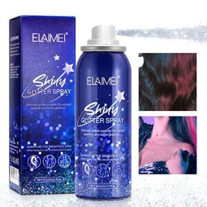 Body Glitter Spray, Shiny Glitter Hairspray, Quick-Drying Waterproof Highlighter Face Makeup Spray for Women, Men, Clothing, Prom, Festival, Party, 2.11fl.oz