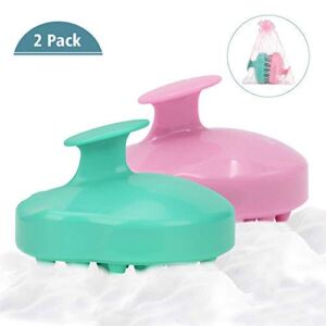 (2 Pack) Shampoo Brush | Hair Scalp Massager, Chialstar Soft Silicone Scalp Care Brush [Wet & Dry] Perfect for Men, Women, Kids and Pets (Pink/Green)