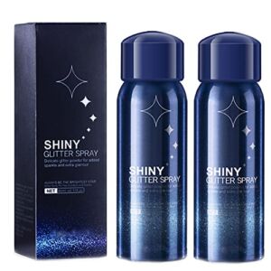 2PCS Shiny Glitter Spray, Hair Glitter Spray, Quick-Drying Waterproof Glitter Hairspray, Glitter Spray for Hair Body and Clothes(2 x 2.11 oz)