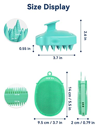 HEETA 2-Pack Hair Scalp Massager & Body Brush, Scalp Scrubber, Silicone Loofah Bath brush, Scrubber for Shower, Wet & Dry Use Shampoo Brush Exfoliating Brush for Men, Women and Pets (Green) | The Storepaperoomates Retail Market - Fast Affordable Shopping